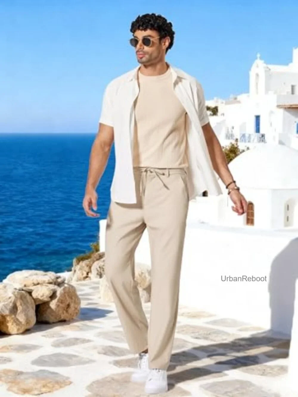 Relaxed Fit Cotton Linen Drawstring Pants for Men Casual Summer Trousers